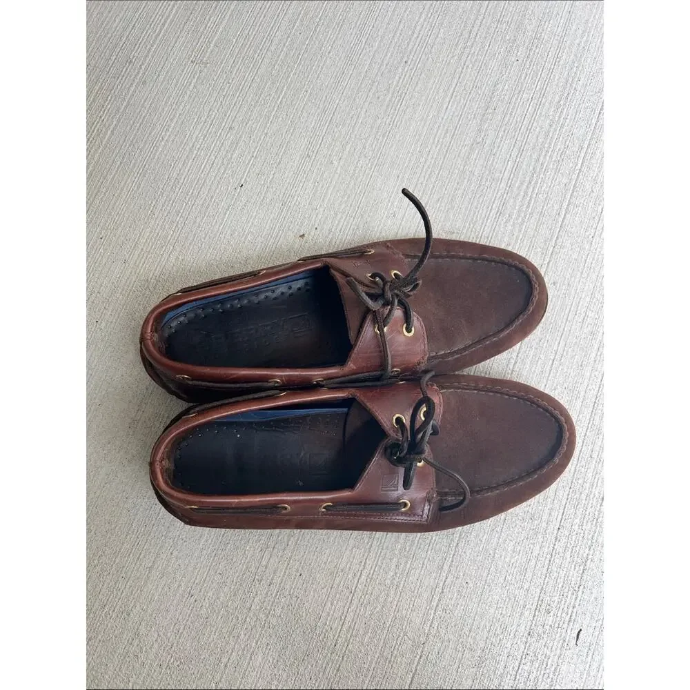Sperry Top-Sider Brown Leather & Suede Boat Shoes Classic Men’s Deck Shoes 13